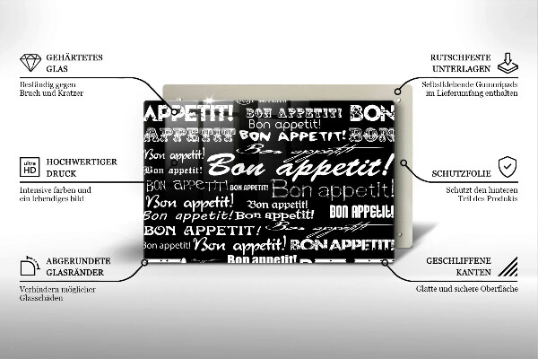 Tűzhelyvédő üveglap Konyhai feliratok Bon appetit