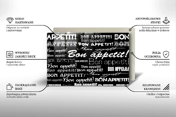 Tűzhelyvédő üveglap Konyhai feliratok Bon appetit