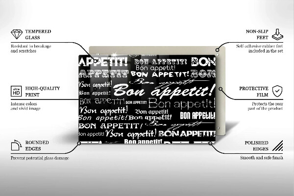 Tűzhelyvédő üveglap Konyhai feliratok Bon appetit
