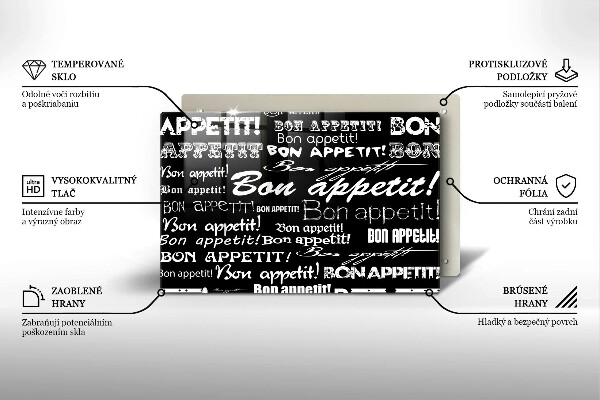 Tűzhelyvédő üveglap Konyhai feliratok Bon appetit