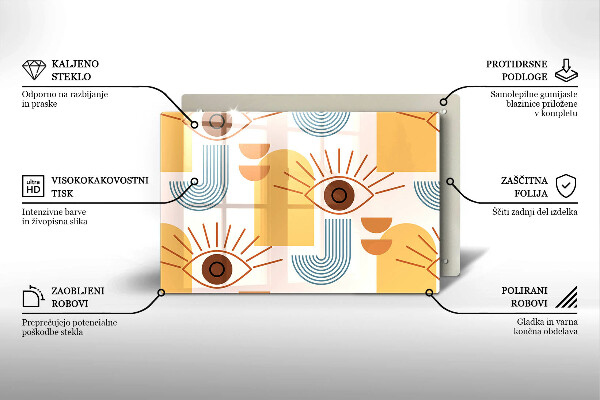 Tűzhelyvédő üveglap Boho szem minta