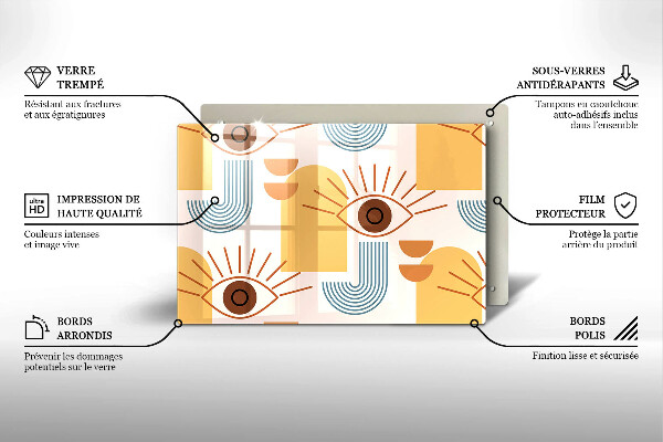 Tűzhelyvédő üveglap Boho szem minta