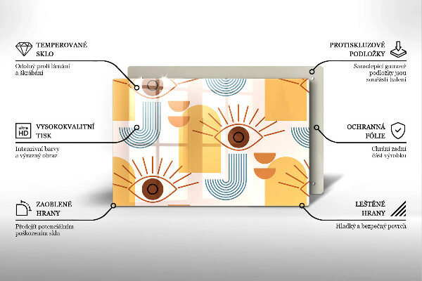 Tűzhelyvédő üveglap Boho szem minta