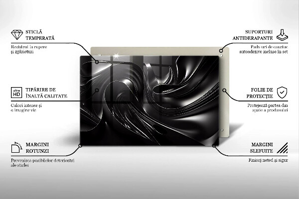 Tűzhelyvédő üveglap Absztrakt fekete massza