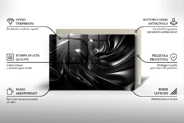 Tűzhelyvédő üveglap Absztrakt fekete massza
