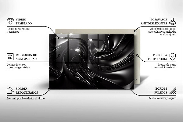 Tűzhelyvédő üveglap Absztrakt fekete massza