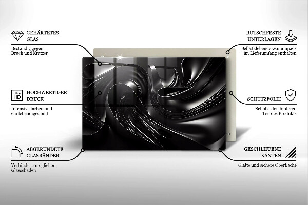 Tűzhelyvédő üveglap Absztrakt fekete massza