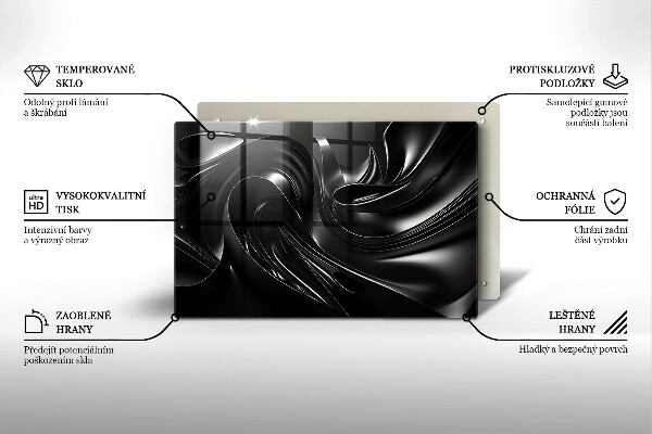 Tűzhelyvédő üveglap Absztrakt fekete massza