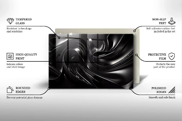 Tűzhelyvédő üveglap Absztrakt fekete massza