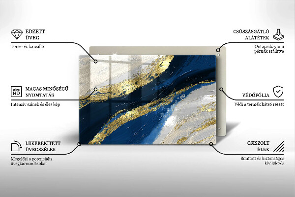 Tűzhelyvédő üveglap Textúra arannyal