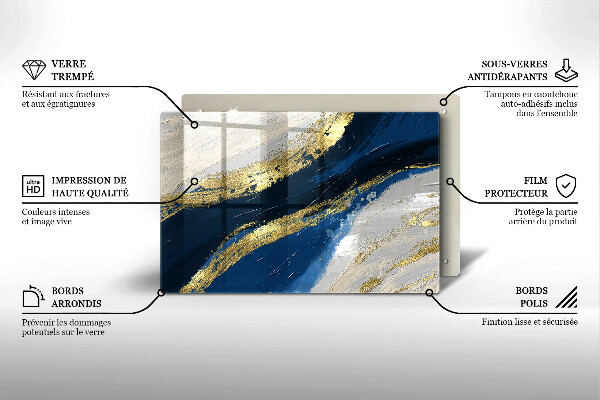 Tűzhelyvédő üveglap Textúra arannyal