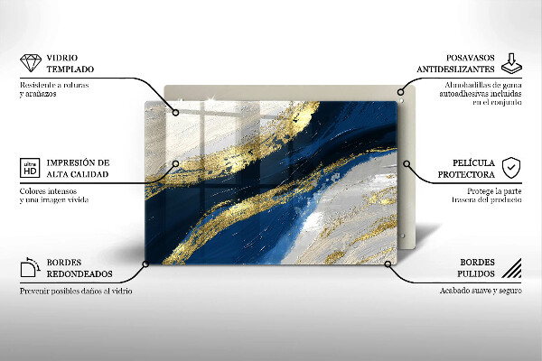 Tűzhelyvédő üveglap Textúra arannyal