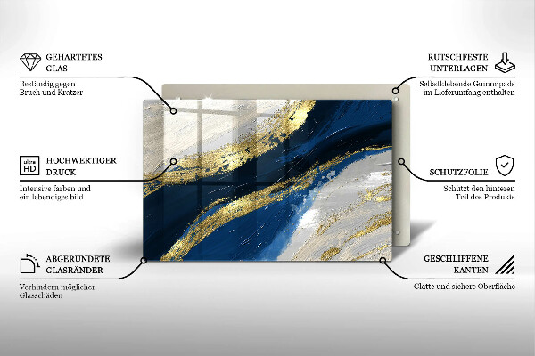 Tűzhelyvédő üveglap Textúra arannyal