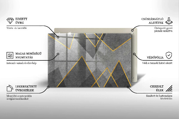 Tűzhelyvédő üveglap Éles formák