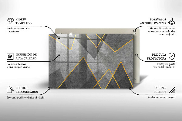 Tűzhelyvédő üveglap Éles formák