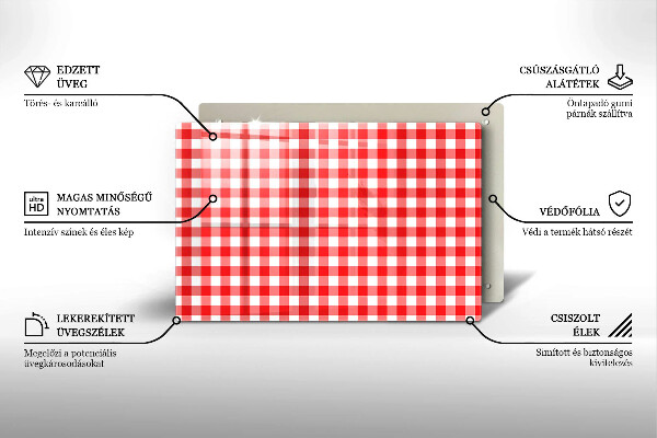 Tűzhelyvédő Piros-fehér kockás minta