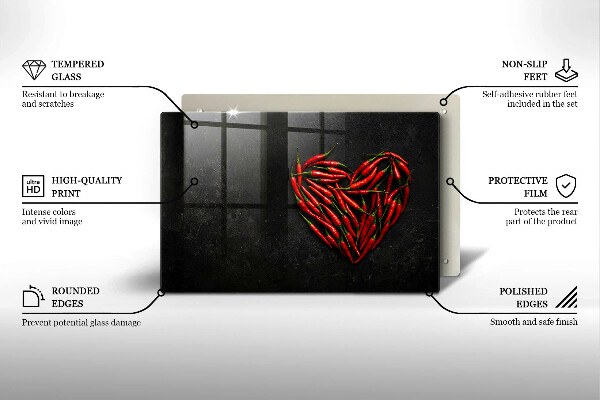 Főzőlap védő üveglap Chili paprika szív