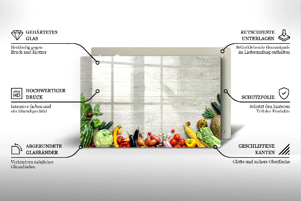 Főzőlap védő üveglap Zöldségek a borítókon