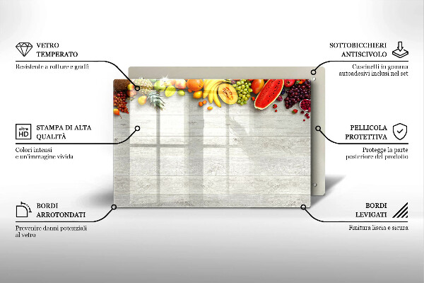 Főzőlap védő üveglap Gyümölcsök a borítókon