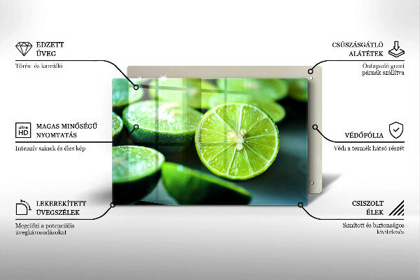 Tűzhelyvédő üveglap Lime citrus