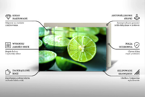 Tűzhelyvédő üveglap Lime citrus