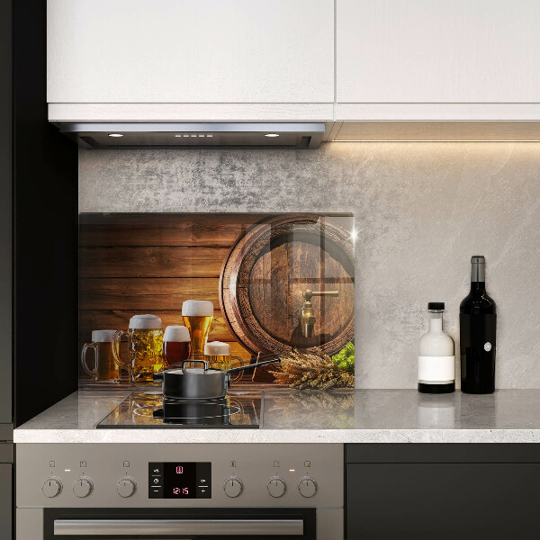 Tűzhelyvédő üveglap Hordó sör