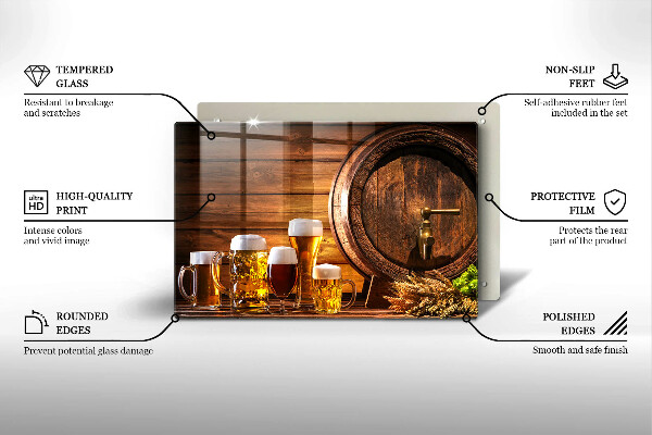 Tűzhelyvédő üveglap Hordó sör