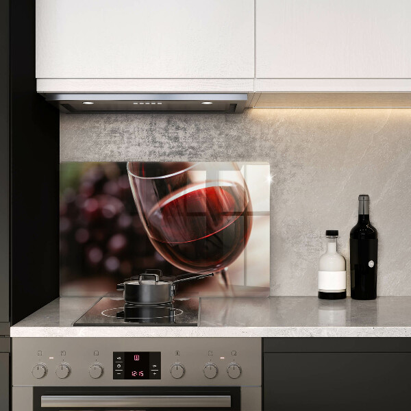 Tűzhelyvédő üveglap Egy pohár vörösbor