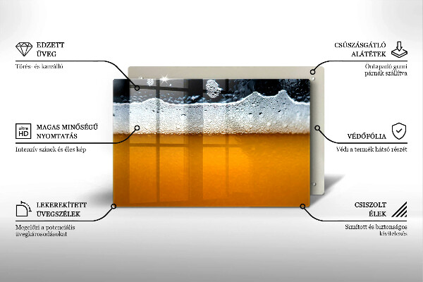 Tűzhelyvédő üveglap Igyál sörhabot
