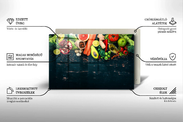 Tűzhelyvédő üveglap Gyümölcsök és zöldségek