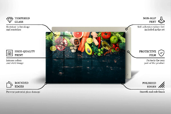 Tűzhelyvédő üveglap Gyümölcsök és zöldségek