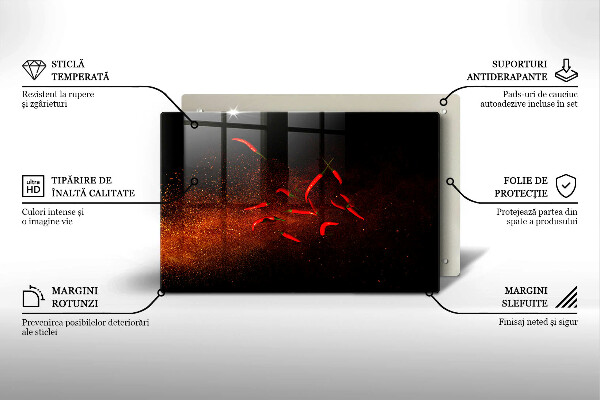 Tűzhelyvédő üveglap Csípős chili paprika