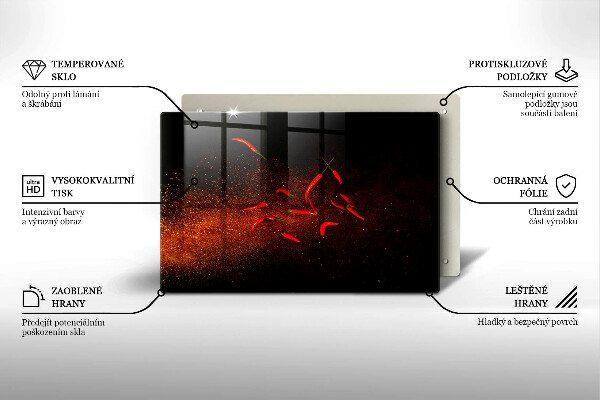 Tűzhelyvédő üveglap Csípős chili paprika