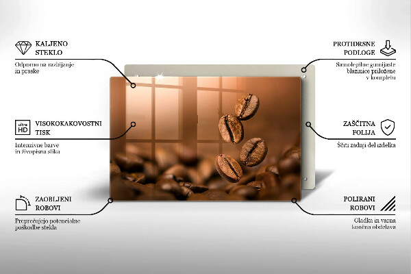 Tűzhelyvédő üveglap Kávébab