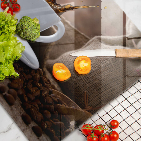 Tűzhelyvédő üveglap Csésze és kávébab