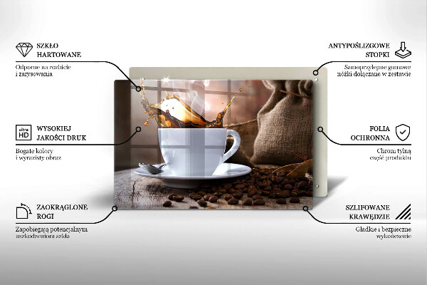 Tűzhelyvédő üveglap Csésze és kávébab