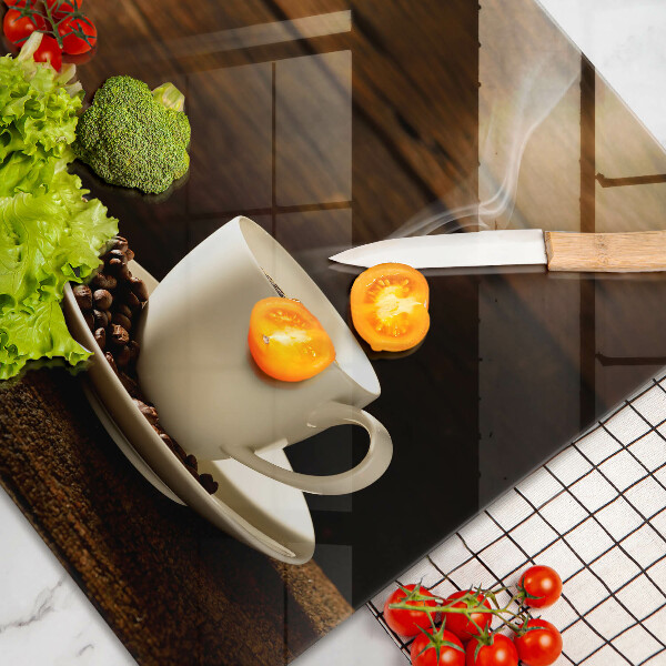 Tűzhelyvédő üveglap Fa kávéscsésze