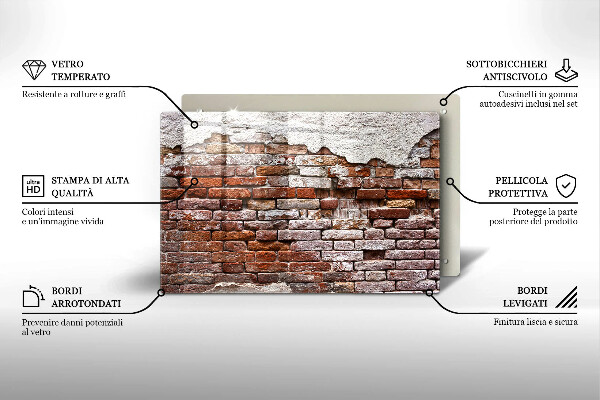 Tűzhelyvédő üveglap Régi tégla és beton fal