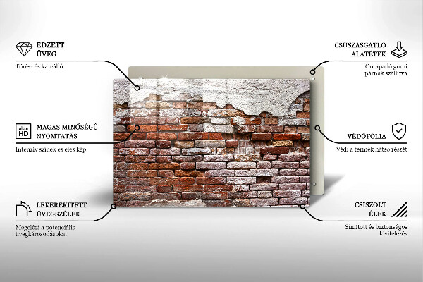 Tűzhelyvédő üveglap Régi tégla és beton fal