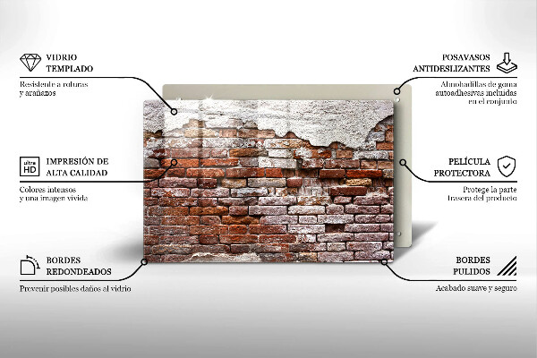 Tűzhelyvédő üveglap Régi tégla és beton fal