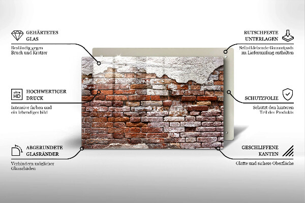 Tűzhelyvédő üveglap Régi tégla és beton fal
