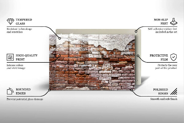 Tűzhelyvédő üveglap Régi tégla és beton fal