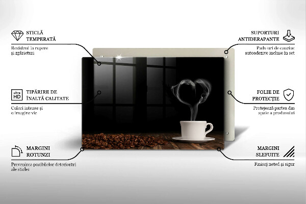 Főzőlap védő üveglap Kávéscsésze szív