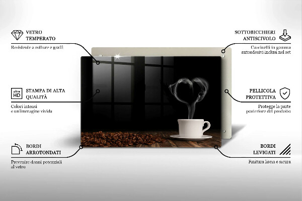 Főzőlap védő üveglap Kávéscsésze szív