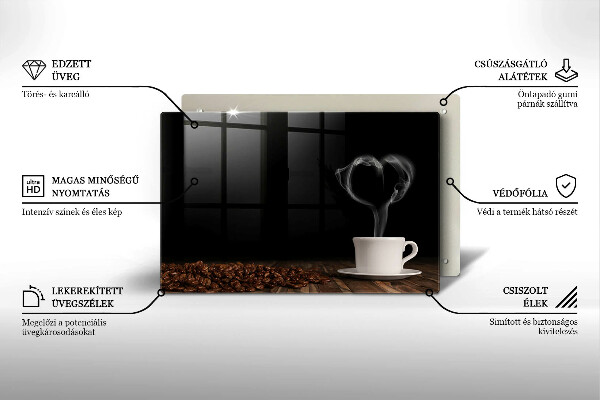 Főzőlap védő üveglap Kávéscsésze szív