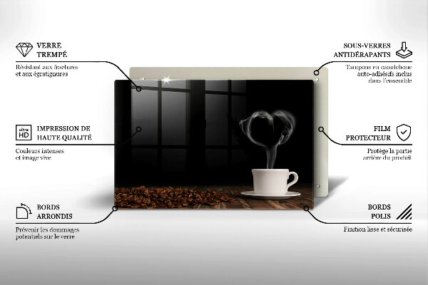 Főzőlap védő üveglap Kávéscsésze szív