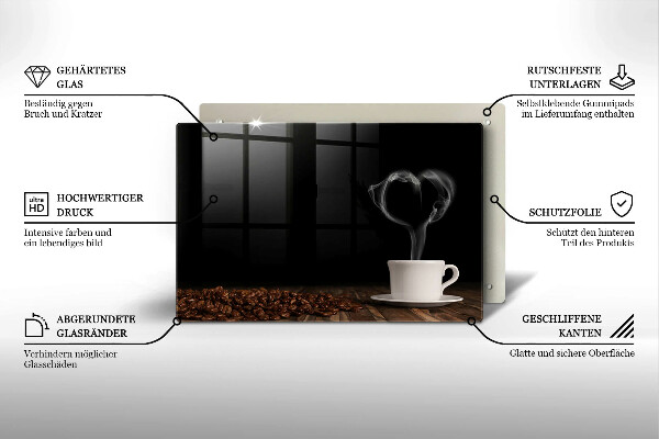 Főzőlap védő üveglap Kávéscsésze szív