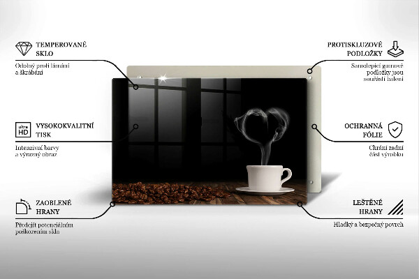 Főzőlap védő üveglap Kávéscsésze szív