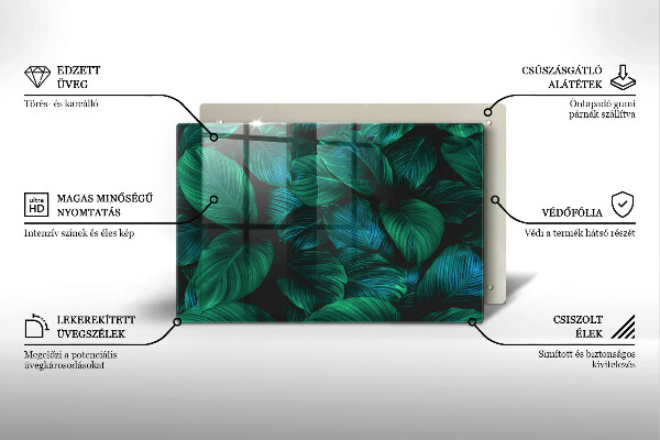 Főzőlap védő üveglap Dzsungel levelei