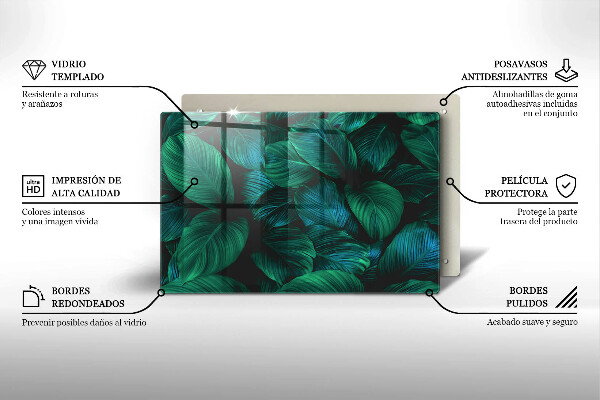 Főzőlap védő üveglap Dzsungel levelei